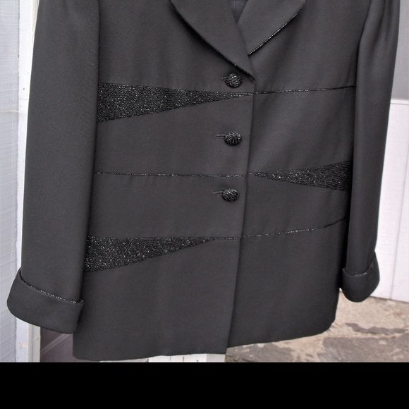 VTG NIPON Black w/Beading evening Blazer 10 - Picture 4 of 11
